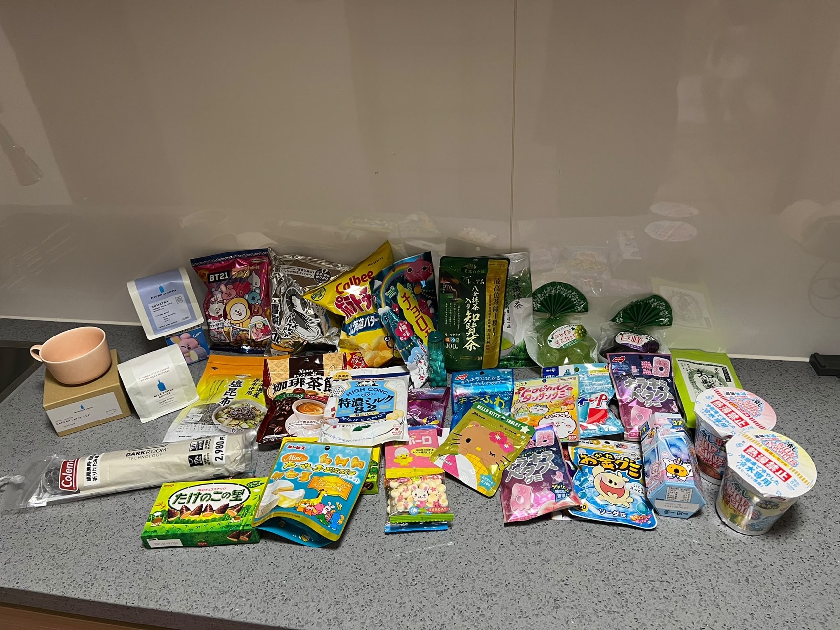 A colourful assortment of Japanese snacks, tea and treats